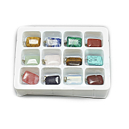 Natural & Synthetic Mixed Stone Pendants, with Stainless Steel Snap On Bails, Rectangle, 23~23.5x15x6mm, Hole: 7x4mm, 12pcs/box(G-S293-16-B)