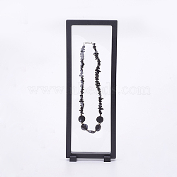 Plastic Frame Stands, with Transparent Membrane, 3D Floating Frame Display Holder, For Bracelet/Necklace Jewelry Display, Rectangle, Black, 30x11x2cm(ODIS-P006-03B)