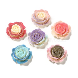 Opaque Resin Cabochons, Flower, Mixed Color, 26~26.5x26~26.5x10~11mm(RESI-E051-04)