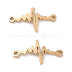 304 Stainless Steel Links Connectors, Laser Cut, Heartbeat, for Valentine's Day, Golden, 11x20x1mm, Hole: 1.5mm(STAS-O128-06G)