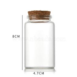 Glass Bottle, with Cork Plug, Wishing Bottle, Column, Clear, 4.7x8cm, Capacity: 90ml(3.04fl. oz)(CON-WH0085-73D)