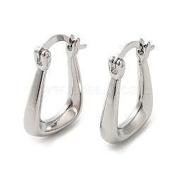 Rack Plating Brass Twist Trapezoid Hoop Earrings for Women, Lead Free & Cadmium Free, Long-Lasting Plated, Platinum, 20.5x14.5x3.5mm(EJEW-D071-01P)