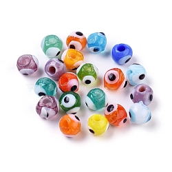 Handmade Lampwork Beads, Evil Eye, Mixed Color, 6mm, Hole: 2mm(DT251J)