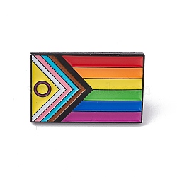 Rainbow Color Pride Flag Rectangle Enamel Pin, Electrophoresis Black Alloy Brooch for Backpack Clothes, Electrophoresis Black, 18x28x1.5mm(JEWB-G019-02EB)