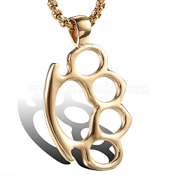 Stainless Steel Knuckles Pendant Necklaces, with Box Chains, Golden, 23.62 inch(60cm)(FIND-PW0024-14B)