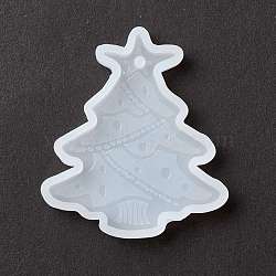 Christmas Tree Pendant Silicone Molds, Resin Casting Molds, for UV Resin & Epoxy Resin Jewelry Making, White, 57x50x7mm, Hole: 3mm(DIY-K054-06)