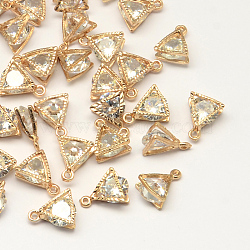 Alloy Charms, with Cubic Zirconia, Triangle, Clear, Light Gold, 11x9x5mm, Hole: 1mm(ZIRC-R007-039A-02)
