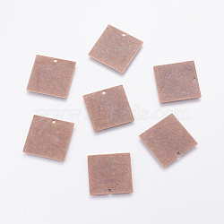 Metal Tags, Brass Stamping Blank Tag Pendants, Square, Red Copper, 20x20x0.5mm, Hole: 1mm(X-KK-N0001-01R)