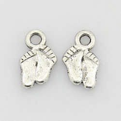 Tibetan Style Alloy Pendants, Cadmium Free & Nickel Free & Lead Free, Antique Silver, Foot, 8.8mm wide, 11.5mm high, 1.8mm thick, hole:1.5mm(LF0209Y-NF)