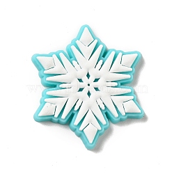 Christmas PVC Plastic Cabochons, Snowflake, White, 30x26x2.5mm(KY-G018-A09)