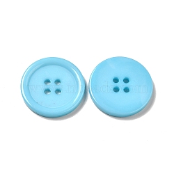 Resin Buttons, Dyed, Flat Round, Cyan, 25x3mm, Hole: 2mm, 98pcs/bag(RESI-D030-25mm-11)