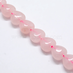 Heart Natural Rose Quartz Beads Strands, 10x10x5~7mm, Hole: 1mm, about 42pcs/strand, 15.75 inch(X-G-G632-01)