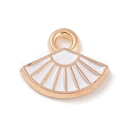 Alloy Enamel Charms, Light Gold, Fan Charm, White, 9x10.5x1.5mm, Hole: 1.5mm(ENAM-Z010-33C-KCG)