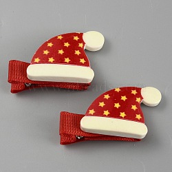Cute Christmas Acrylic Alligator Hair Clips, Hair Accessories for Girl, Hat, 43x24.5x8.5mm(PHAR-WH0013-03G)