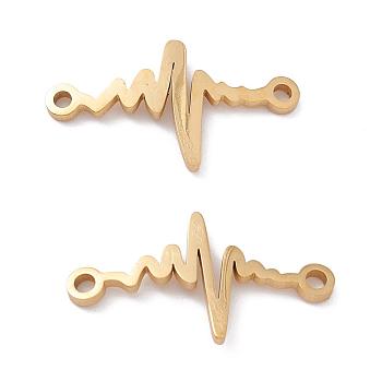 304 Stainless Steel Links Connectors, Laser Cut, Heartbeat, for Valentine's Day, Golden, 11x20x1mm, Hole: 1.5mm