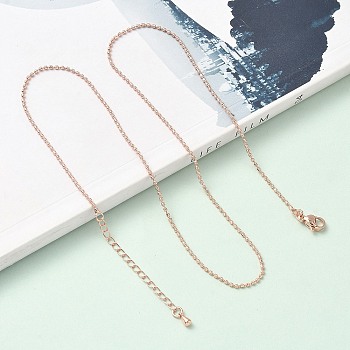 1.5MM Brass Ball Chain Necklaces, Lead Free & Cadmium Free, Long-Lasting Plated, Rack Plating, Rose Gold, 17.80 inch(45.2cm)