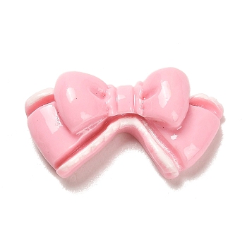 Opaque Resin Decoden Cabochons, Pink, Bowknot, 11x22x7mm