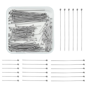 200Pcs 4 Styles 304 Stainless Steel Ball Head Pins for Craft Jewelry Making, Stainless Steel Color, 21 Gauge, 20~50x0.7mm, Head: 2mm, 50pcs/style
