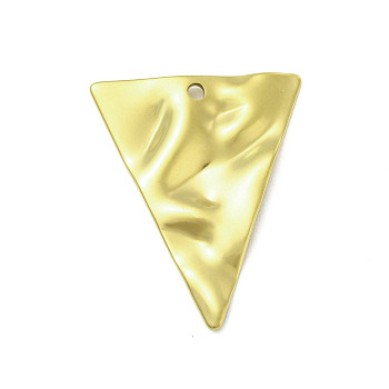 Textured 201 Stainless Steel Pendants, Golden, Triangle, 28.5x23x2mm, Hole: 1.6mm