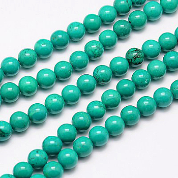 Natural Howlite Beads Strand, Round, Dyed & Heated, Turquoise, 8mm, Hole: 1mm, about 51pcs/strand, 15.35 inch