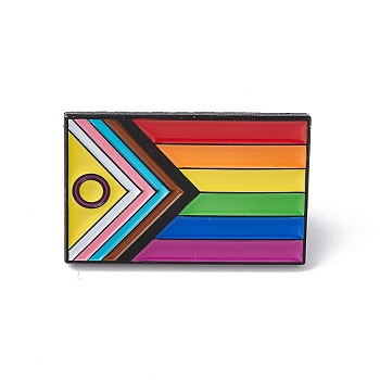 Rainbow Color Pride Flag Rectangle Enamel Pin, Electrophoresis Black Alloy Brooch for Backpack Clothes, Electrophoresis Black, 18x28x1.5mm