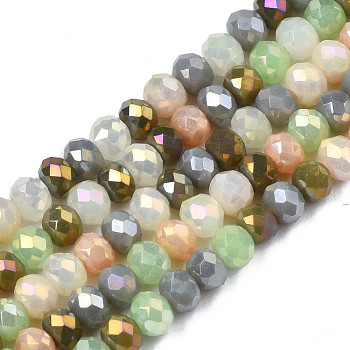 Opaque Glass Beads Strands, Imitation Jade Glass, Faceted Rondelle, Gray, 3x2mm, Hole: 0.8mm, about 186~193pcs/strand, 17.13 inch~17.32 inch(43.5cm~44cm)