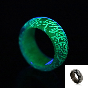 Luminous Glow in the Dark Resin Simple Finger Ring, Black, US Size 8(18.1mm)