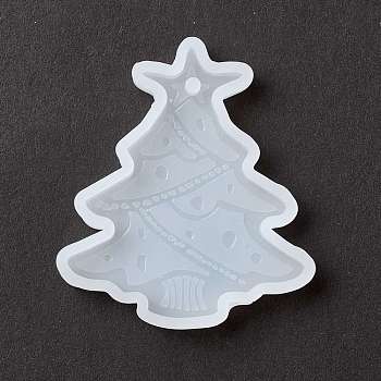 Christmas Tree Pendant Silicone Molds, Resin Casting Molds, for UV Resin & Epoxy Resin Jewelry Making, White, 57x50x7mm, Hole: 3mm