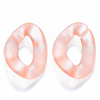 Transparent Acrylic Linking Rings, Quick Link Connectors, for Curb Chains Making, Frosted, Twist, Light Salmon, 30x21x6mm, Inner Diameter: 16x8mm