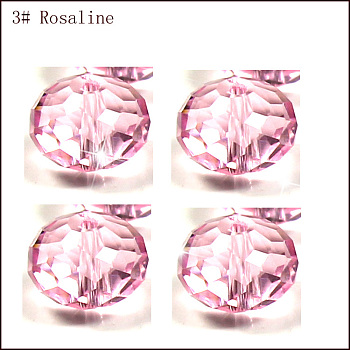 Imitation Austrian Crystal Beads, Grade AAA, Faceted, Rondelle, Pink, 6x4mm, Hole: 0.7~0.9mm