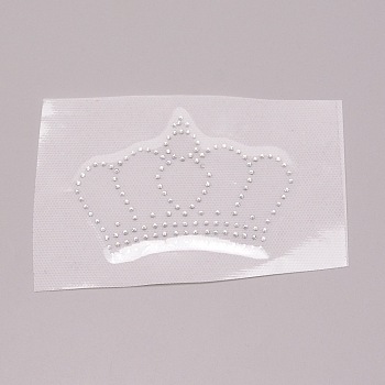 Crown Glitter Hotfix Rhinestone, Iron on Patches, Dress Shoes Garment Decoration, Crystal, 65x95x1.5mm