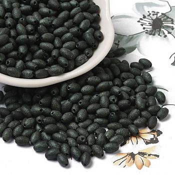 Opaque Colours Glass Seed Beads, Round Hole, Oval, Dark Slate Gray, 5.5~6x3.5~4mm, Hole: 0.8mm, about 4500pcs/500g