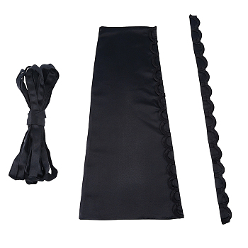 Bridal Dress Zipper Replacement, Adjustable Fit Satin Corset Back Kit, for Wedding Dress Accessories, Black, 390x147~253x3mm