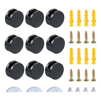 Zinc Alloy Glass Fixation Clamp Accessories, with Plastic Plug, Black, 29.5x8mm, Hole: 4.3mm, 6pcs/set