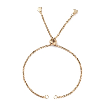 304 Stainless Steel Rolo Chain Slider Bracelet Making, Bolo Bracelet, with 304 Stainless Steel Jump Rings and Brass Beads, Heart, Golden, 9-7/8 inch(25cm), 0.2cm