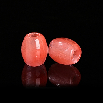 Cherry Quartz Glass Large Hole Barrel Beads, European Beads, 18x16mm, Hole: 6mm