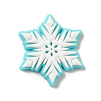 Christmas PVC Plastic Cabochons, Snowflake, White, 30x26x2.5mm