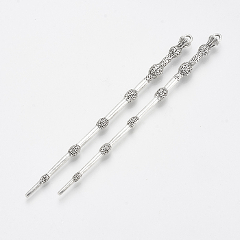 Tibetan Style Alloy Hair Stick Findings, Cadmium Free & Nickel Free & Lead Free, Antique Silver, 127.5x7mm