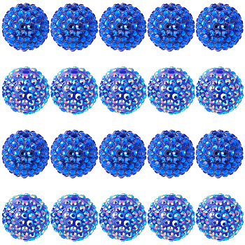 40Pcs 2 Styles Transparent Resin Rhinestone Graduated Beads, with Acrylic Round Beads Inside, Blue, 20x18~20mm, Hole: 2~2.5mm, 20pcs/style