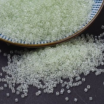 MIYUKI Delica Beads, Cylinder, Japanese Seed Beads, 11/0, (DB1404) Transparent Pale Green Mist, 1.3x1.6mm, Hole: 0.8mm, about 2000pcs/10g
