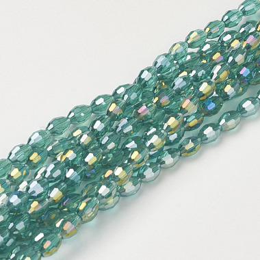 6mm LightSeaGreen Oval Electroplate Glass Beads