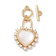 Heart Brass Clear Cubic Zirconia Toggle Clasps(KK-G426-01G)-1