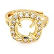 Rack Plating Square Brass Micro Pave Cubic Zirconia Adjustable Ring Components(KK-Q819-11G)-2