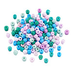 Opaque Glass Round Seed Beads, Mixed Colors, Light Sky Blue, 4~4.5x3~4mm, Hole: 1.4mm, about 2453pcs/bag(GLAA-TAC0025-07B-01)