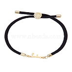 1Pc Adjustable Nylon Cord Slider Bracelets for Women, with Golden Brass Accessories & 304 Stainless Steel Letter Jewelry, Lead Free & Nickel Free & Cadmium Free, Letter F, Inner Diameter: 2-3/4 inch(7cm), letter: 2.5~9.5x13.5~19.5x3~4mm(BJEW-LP0001-32F-01)