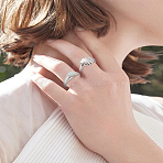 2Pcs 2 Styles Alloy Cuff Rings for Women, with Resin, Open Rings, Oval & Shell Shape, Platinum, Inner Diameter: 16~17mm, 1pc/style(RJEW-LP0002-42)