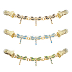 3Pcs 3 Styles Dragonfly Alloy Crystal Rhinestone Scarf Clips, with Enamel, Golden, Mixed Color, 122mm, 1pc/style(HJEW-GA00070)