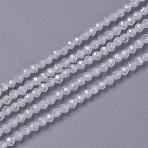 Cubic Zirconia Beads Strands, Faceted, Round, White, 3x2.5~3mm, Hole: 0.3mm, about 114~141pcs/strand, 37cm(X-G-F596-48I-3mm)