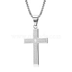 304 Stainless Steel Cross Pendant Necklace Men Women Hip-hop Jewelry Non-fading, Pendant: 4.5x2.8cm(TX5023-3)