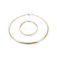 304 Stainless Steel Choker Necklaces and Bangles Jewelry Sets, with Lobster Claw Clasps, Golden, 8-1/4 inch~8-3/8 inch(21~21.2cm), 17.8 inch~17.9 inch(45.2~45.4cm), 6mm(SJEW-L144-A01-G)